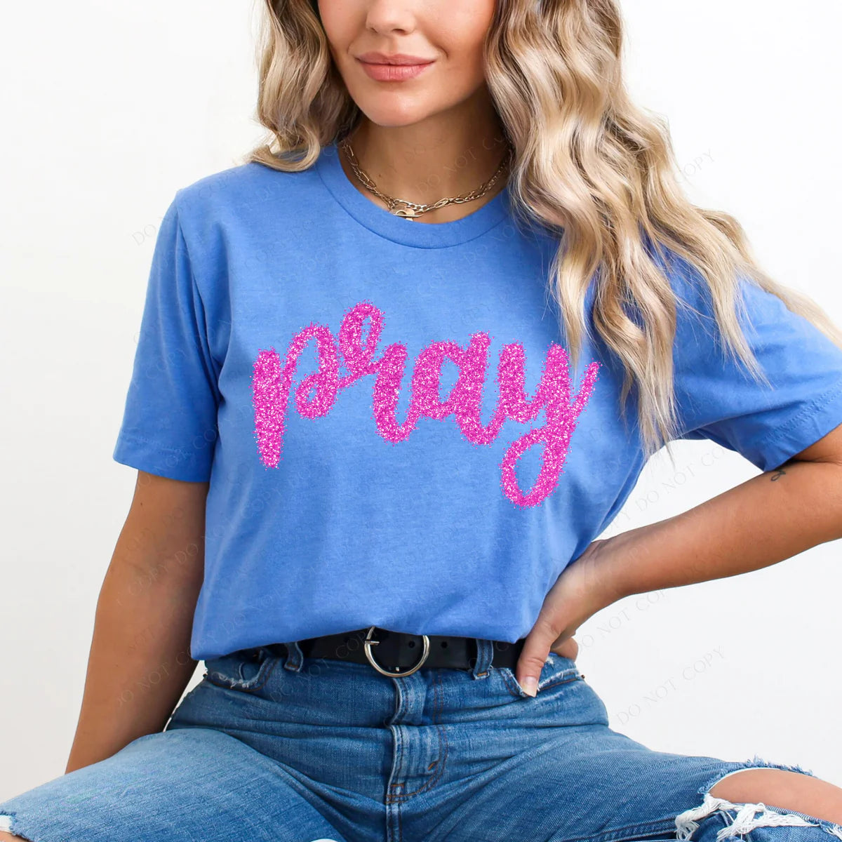 Pray Tinsel Script Pink