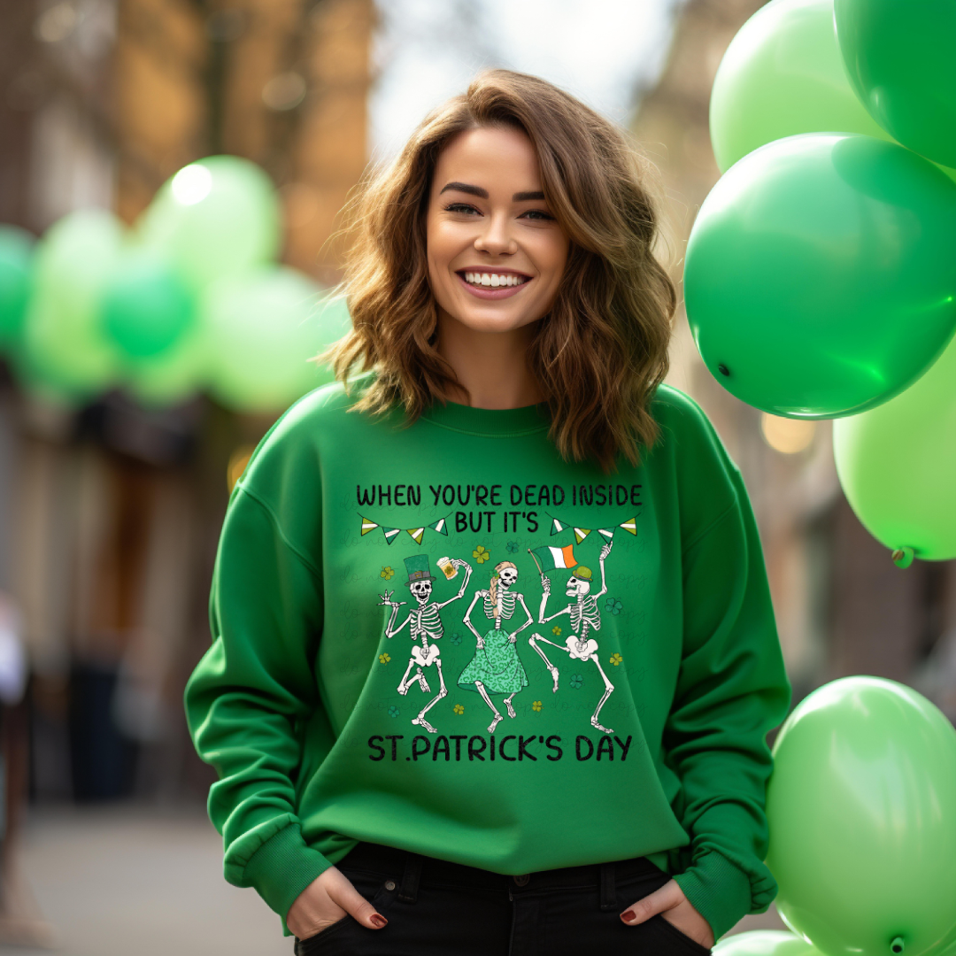 When You're Dead Inside But It's St Patrick's Day Dancing Skellies (RTP- Ready to Print)
