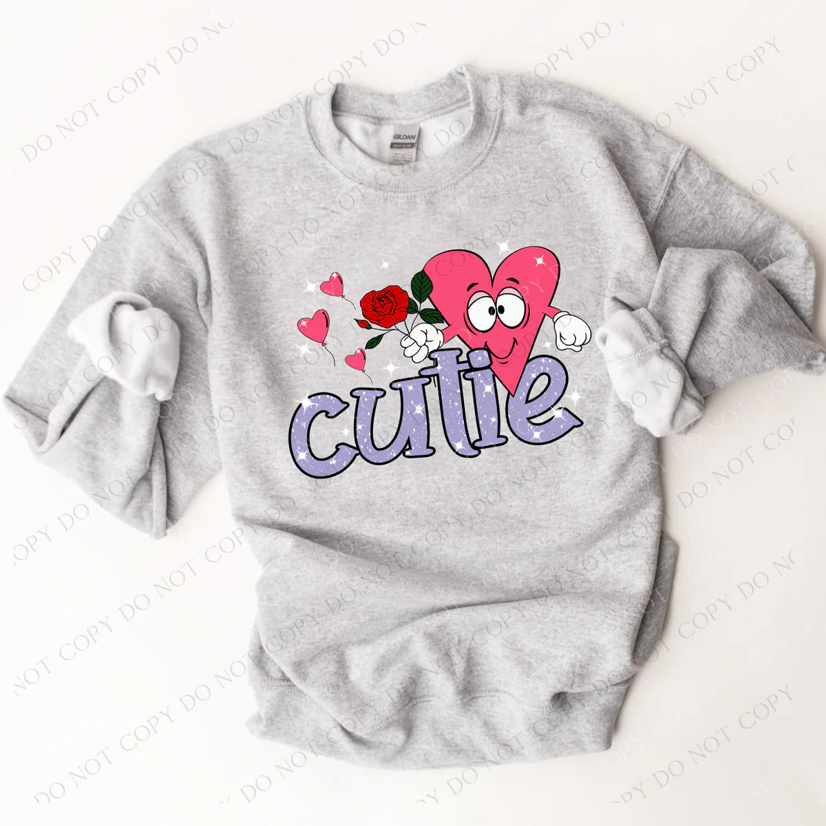 Cutie Character Heart with Flowers & Balloons (RTP- Ready to Print)