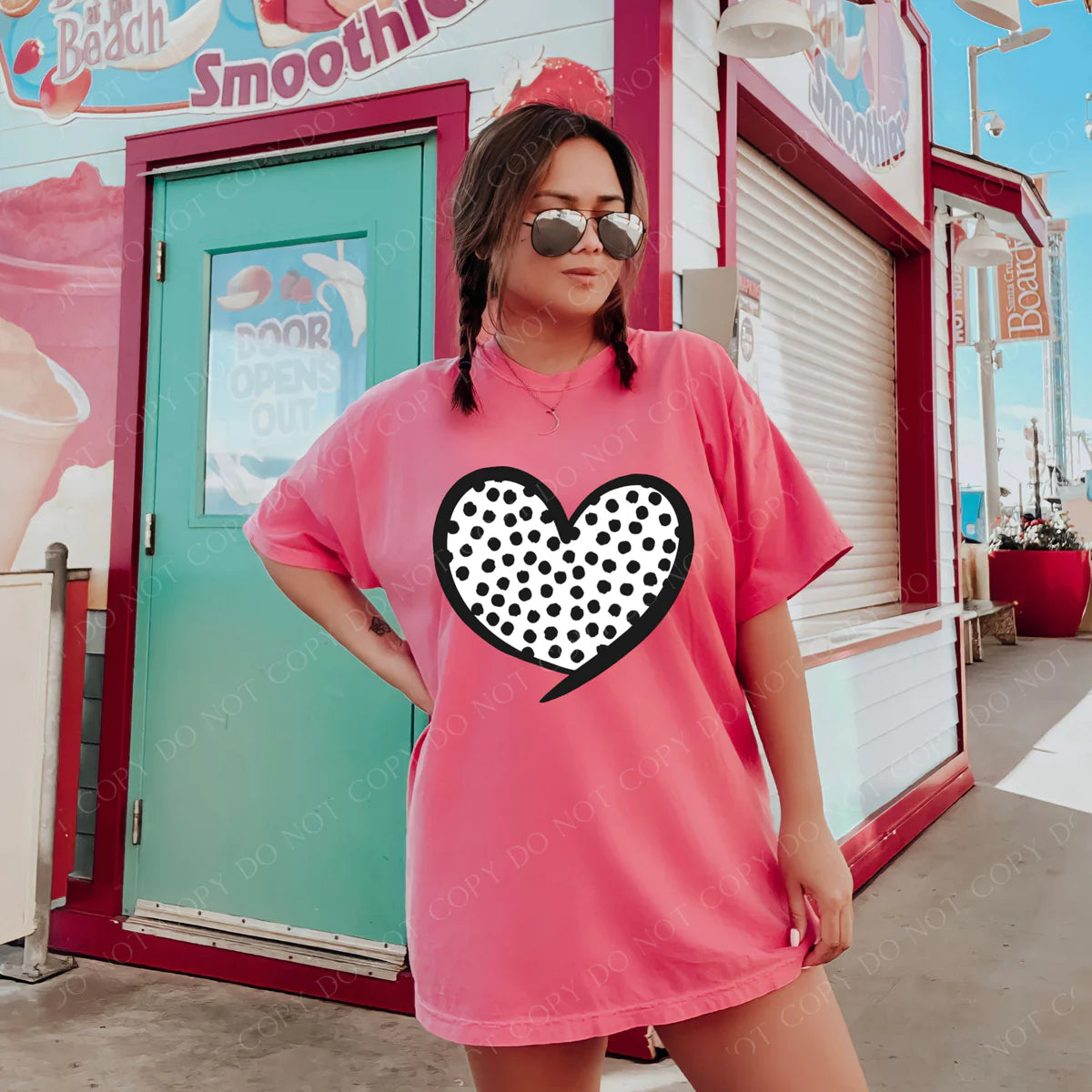 Cute Heart With Black And White Polka Dot Print