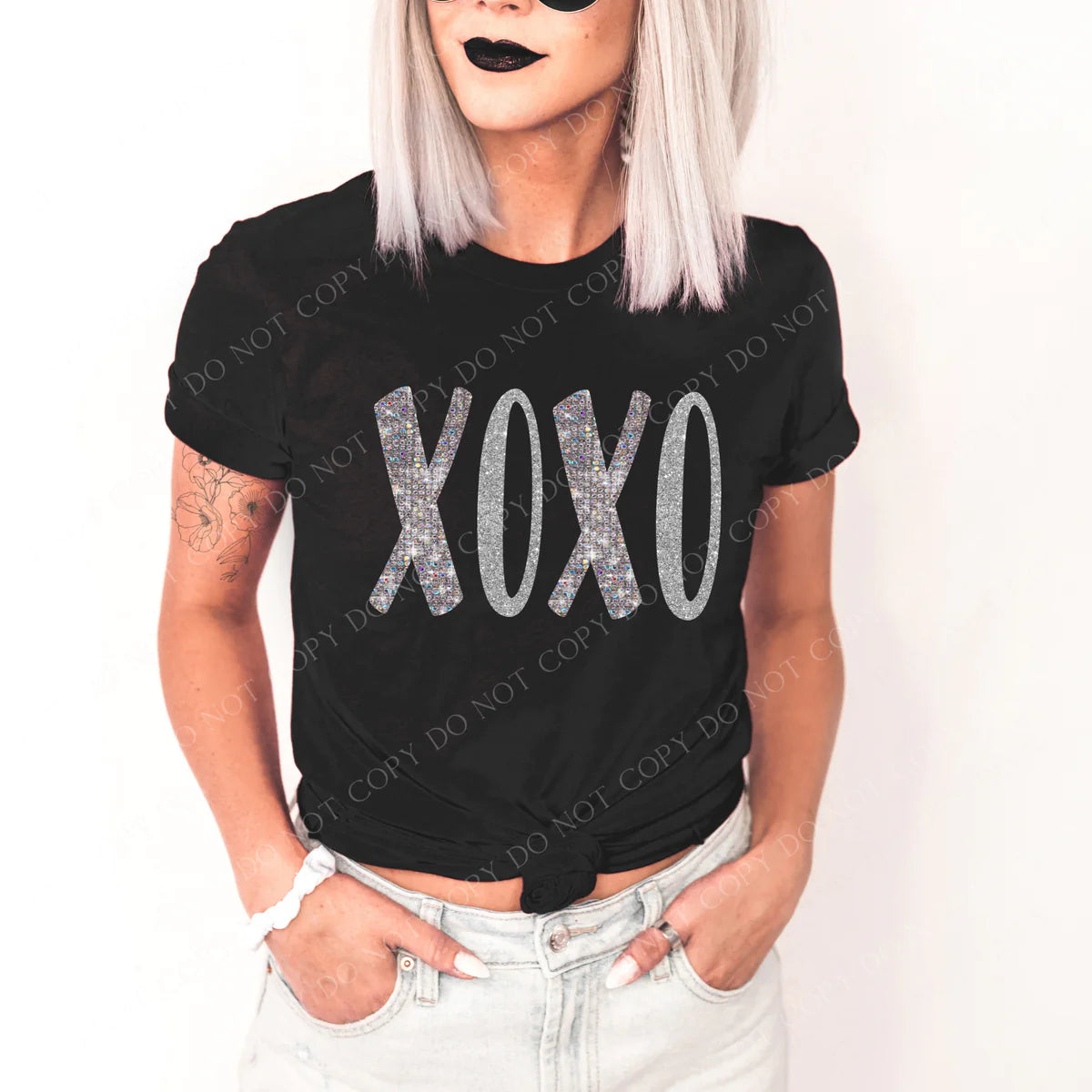 XOXO Silver Glitter & Diamond Bling (RTP- Ready to Print)
