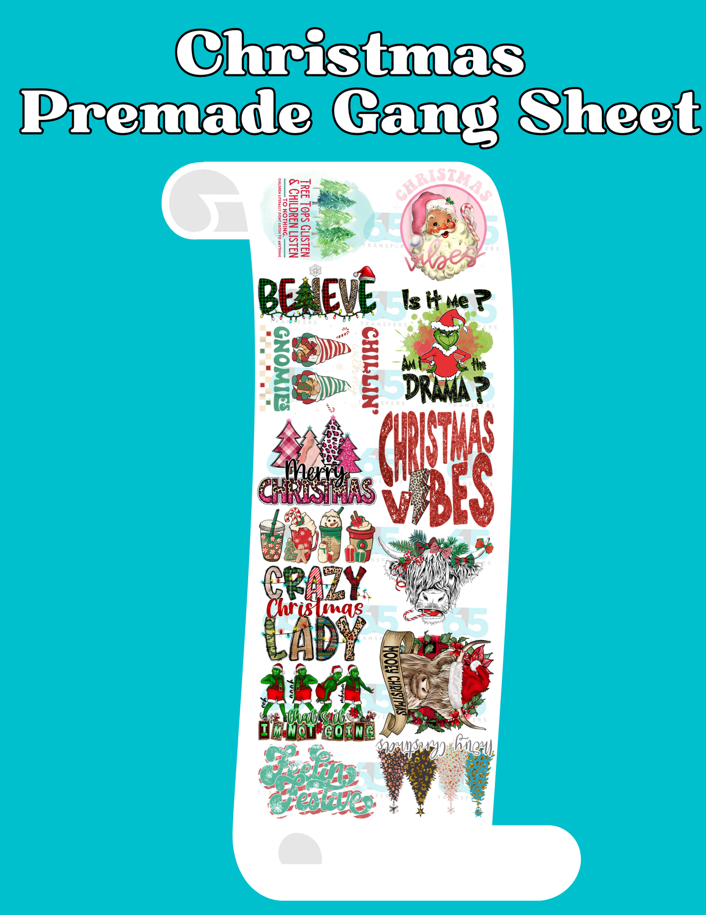 Premade Christmas Gang Sheet - 22x60