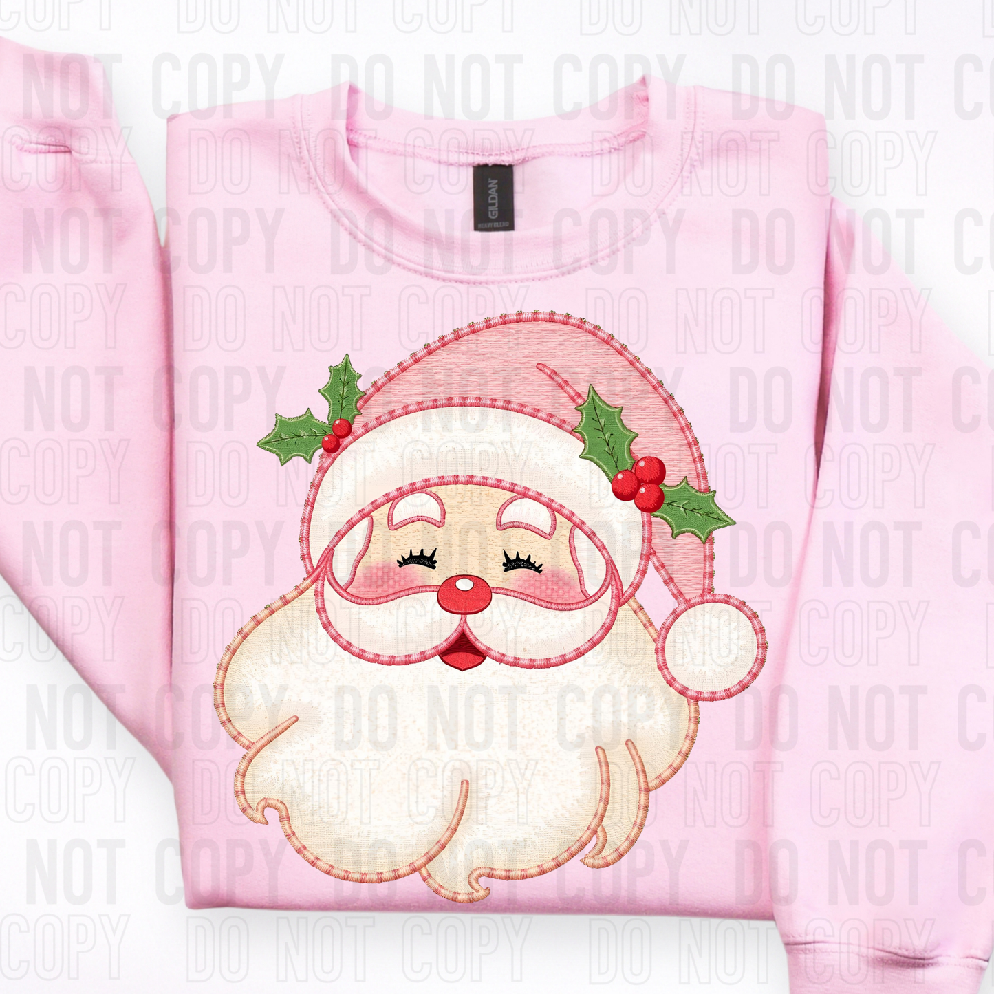 Pink Santa Faux Embroidery