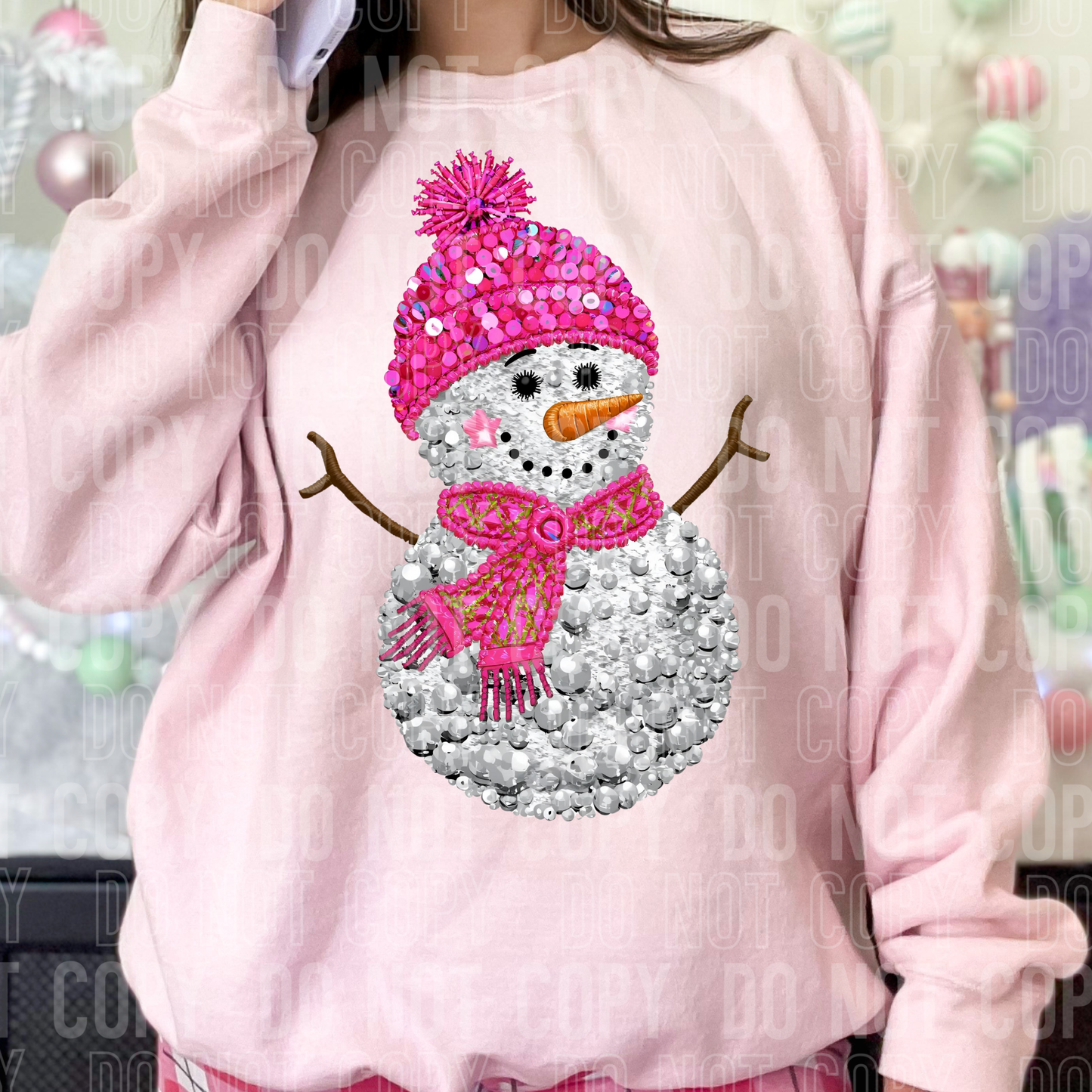 Snowman Pink Diamond Sequins - Sale