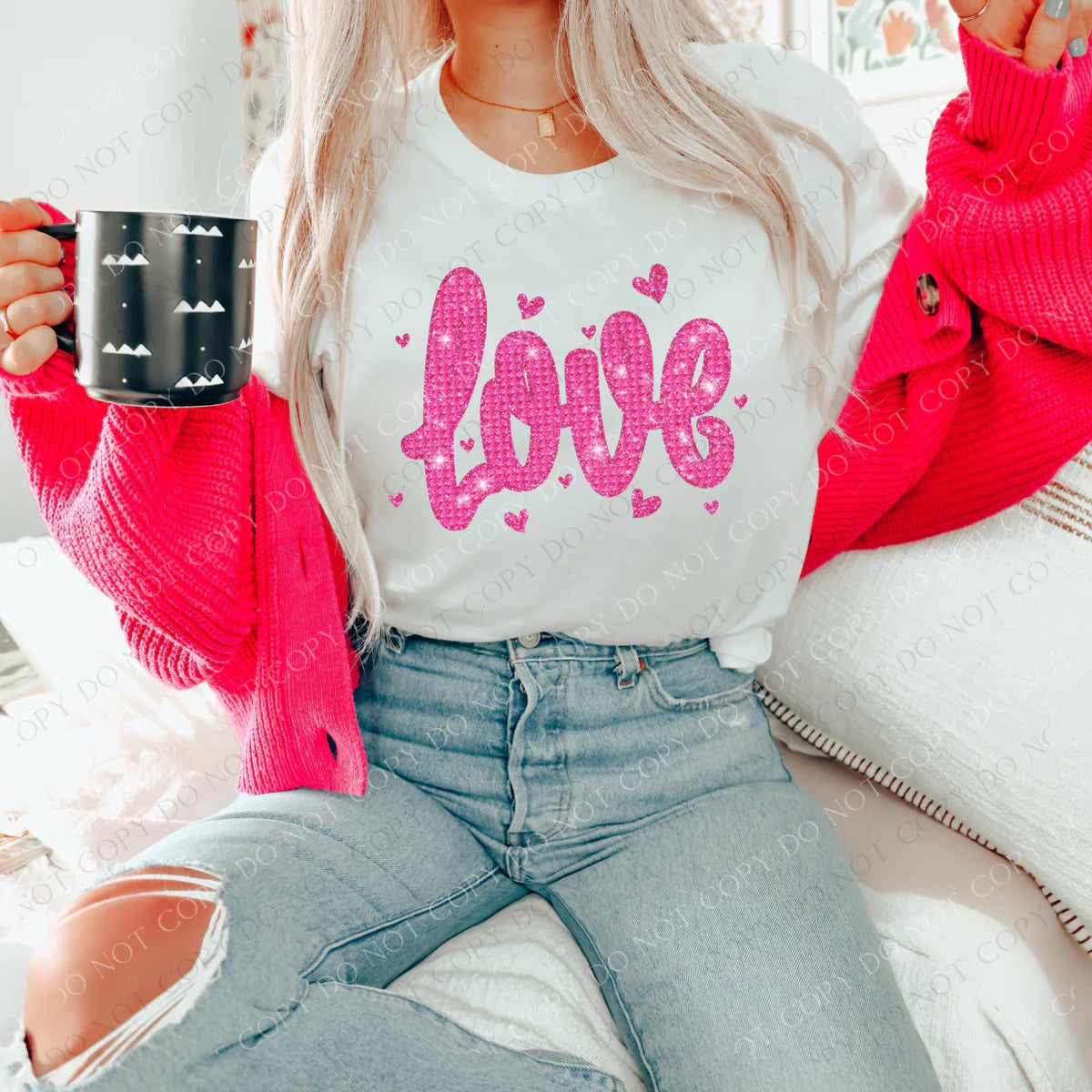 Love Hearts Pink Diamond Glitter Bling