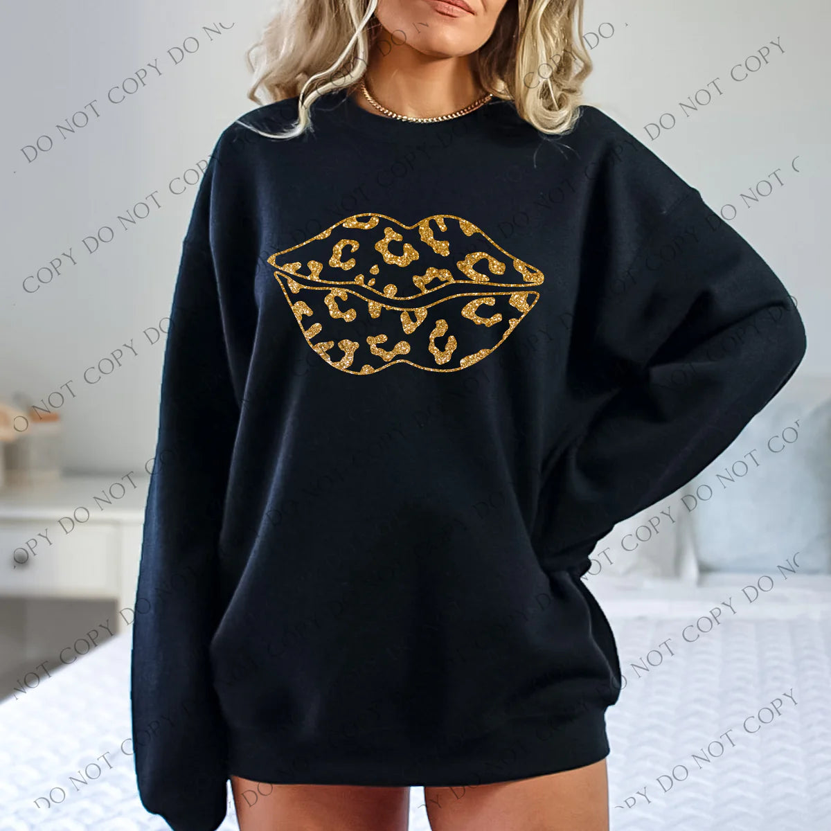 Leopard Glitter Lips Gold