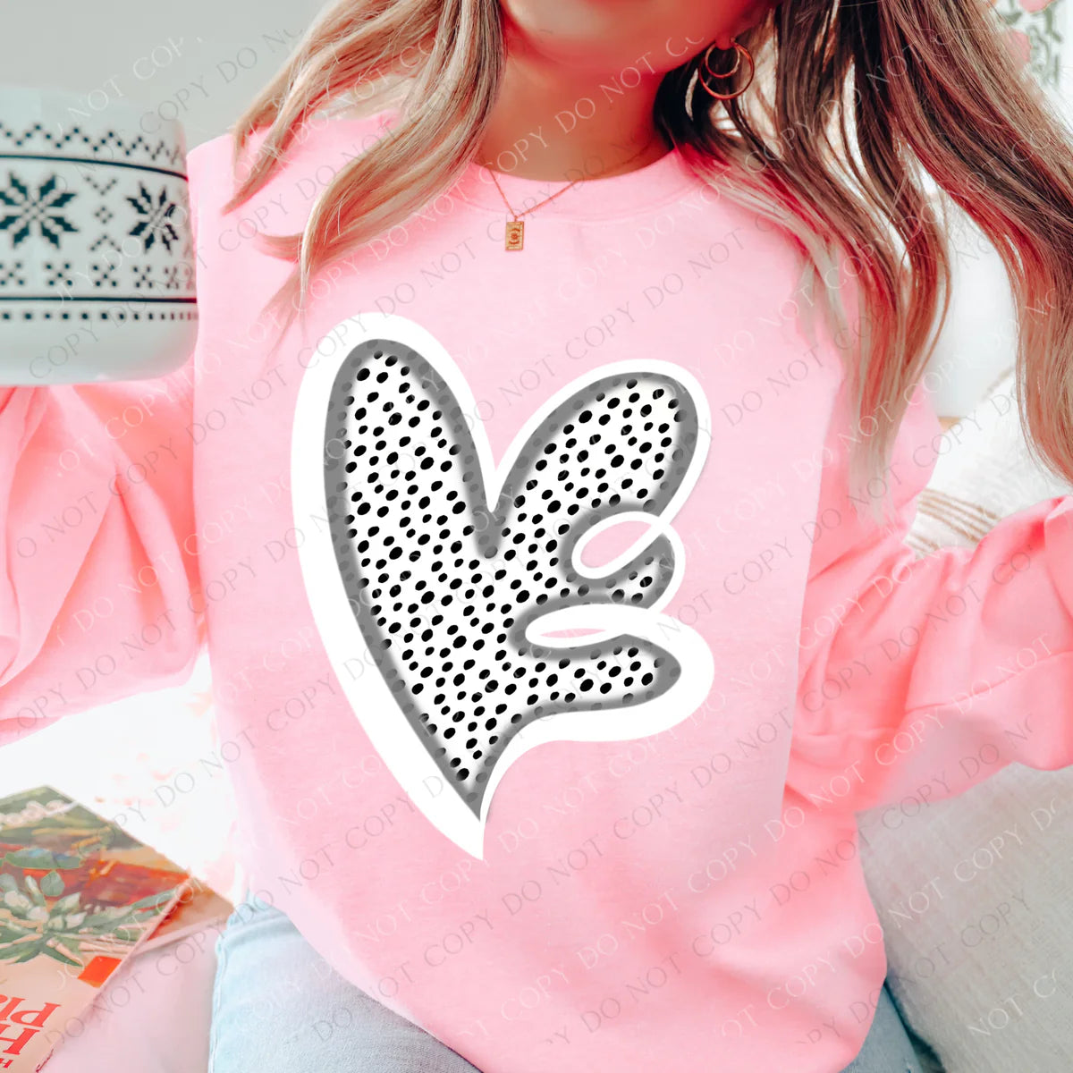 Whimsy Heart Spotted Black With Grey