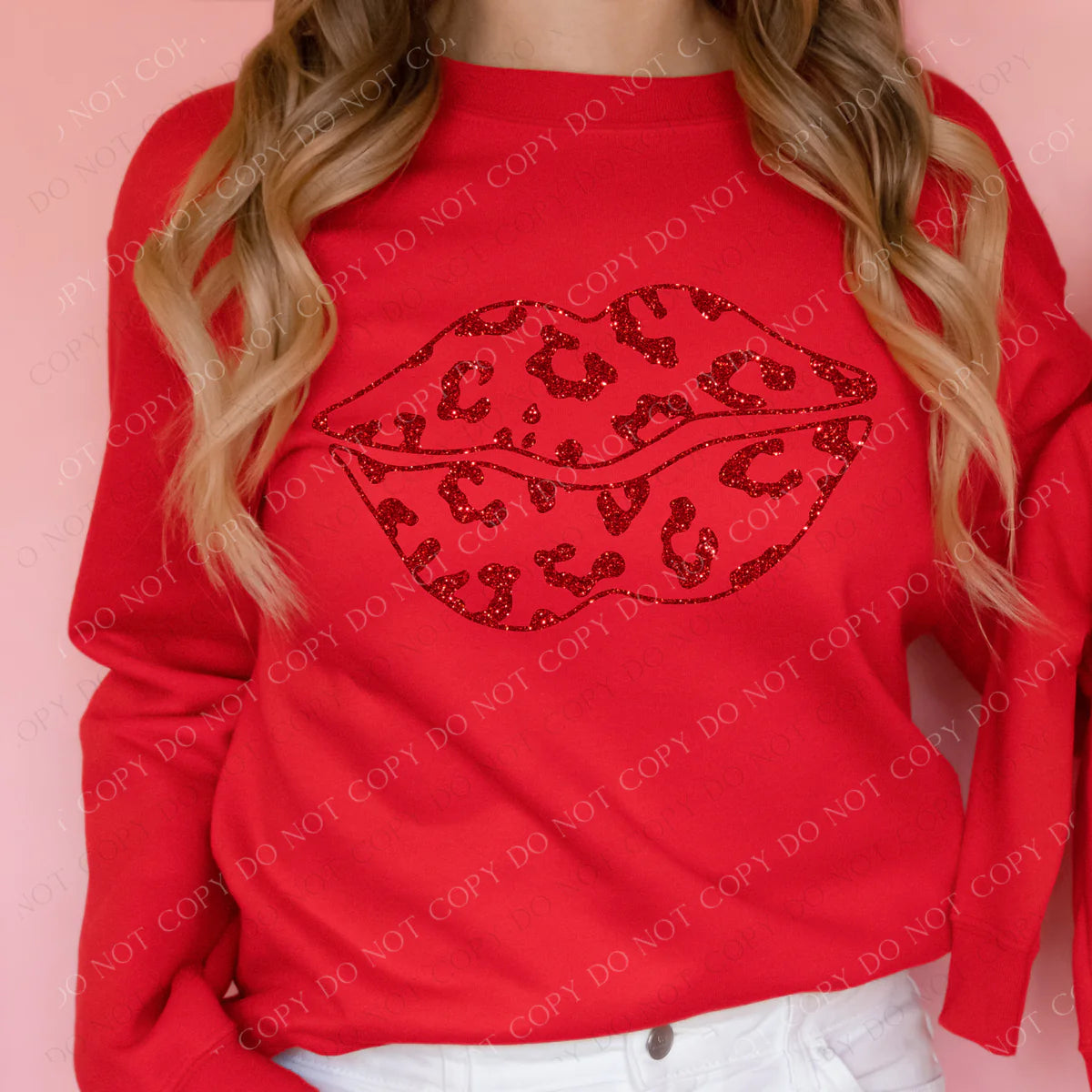 Leopard Glitter Lips Red (RTP- Ready to Print)