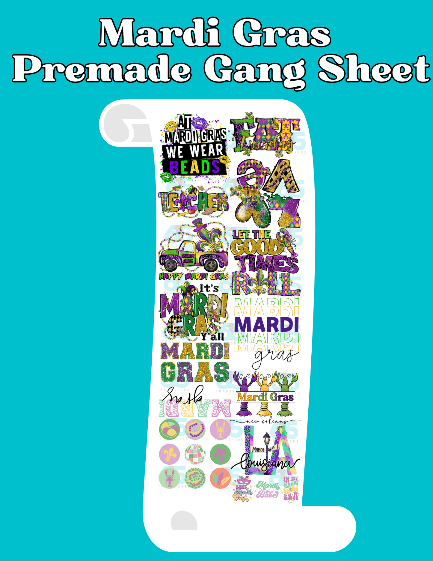 Mardi Gras Gang Sheet - 22x60