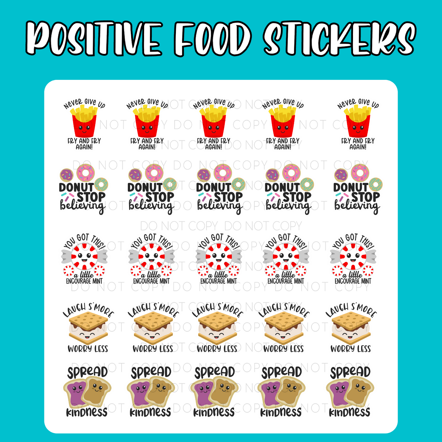Positive Food Sticker Sheets