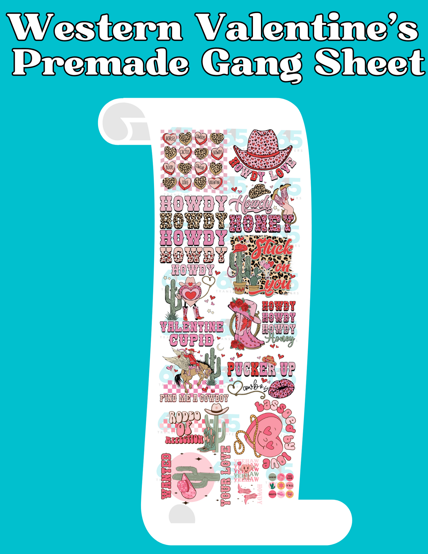 Western Valentines Gang Sheet - 22x60