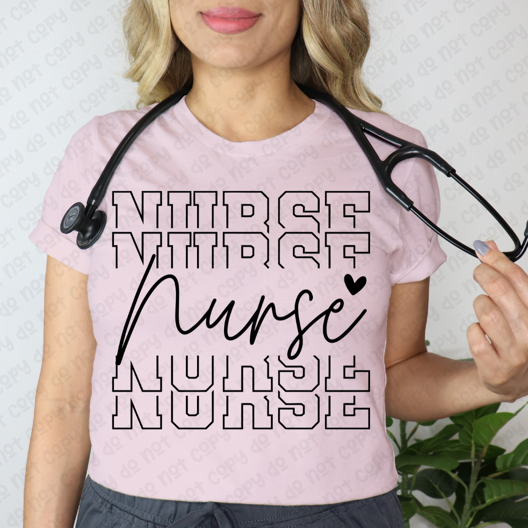 Stacked Nurse-Black (RTP- Ready to Print)