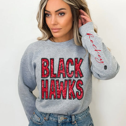 Black Hawks w/ Sleeve Faux Embroidery(RTP- Ready to Print)