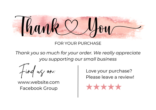 Pink Brushstroke Thank You Cards
