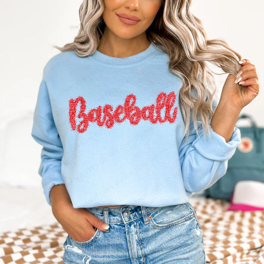 Baseball Tinsel Script Red