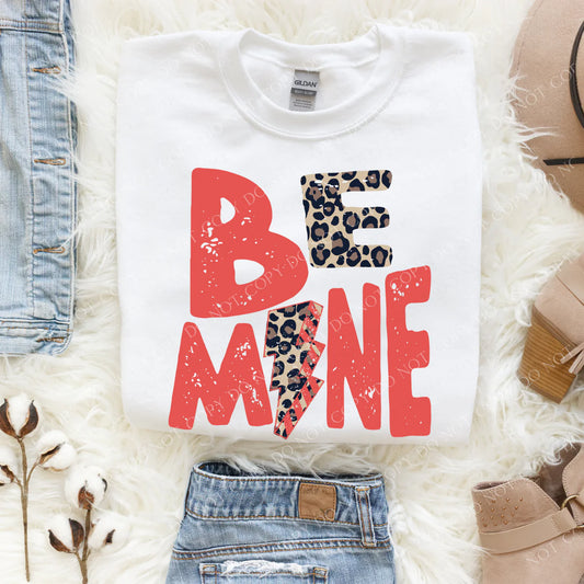 Be Mine Distressed Lightning Bolt Red And Leopard Print