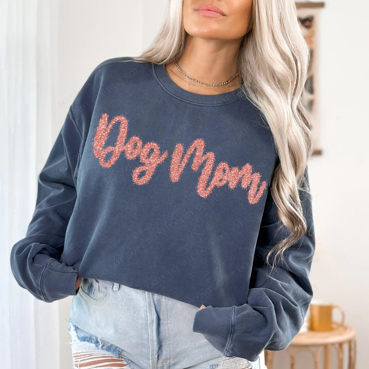 Dog Mom Tinsel Script Coral (RTP- Ready to Print)