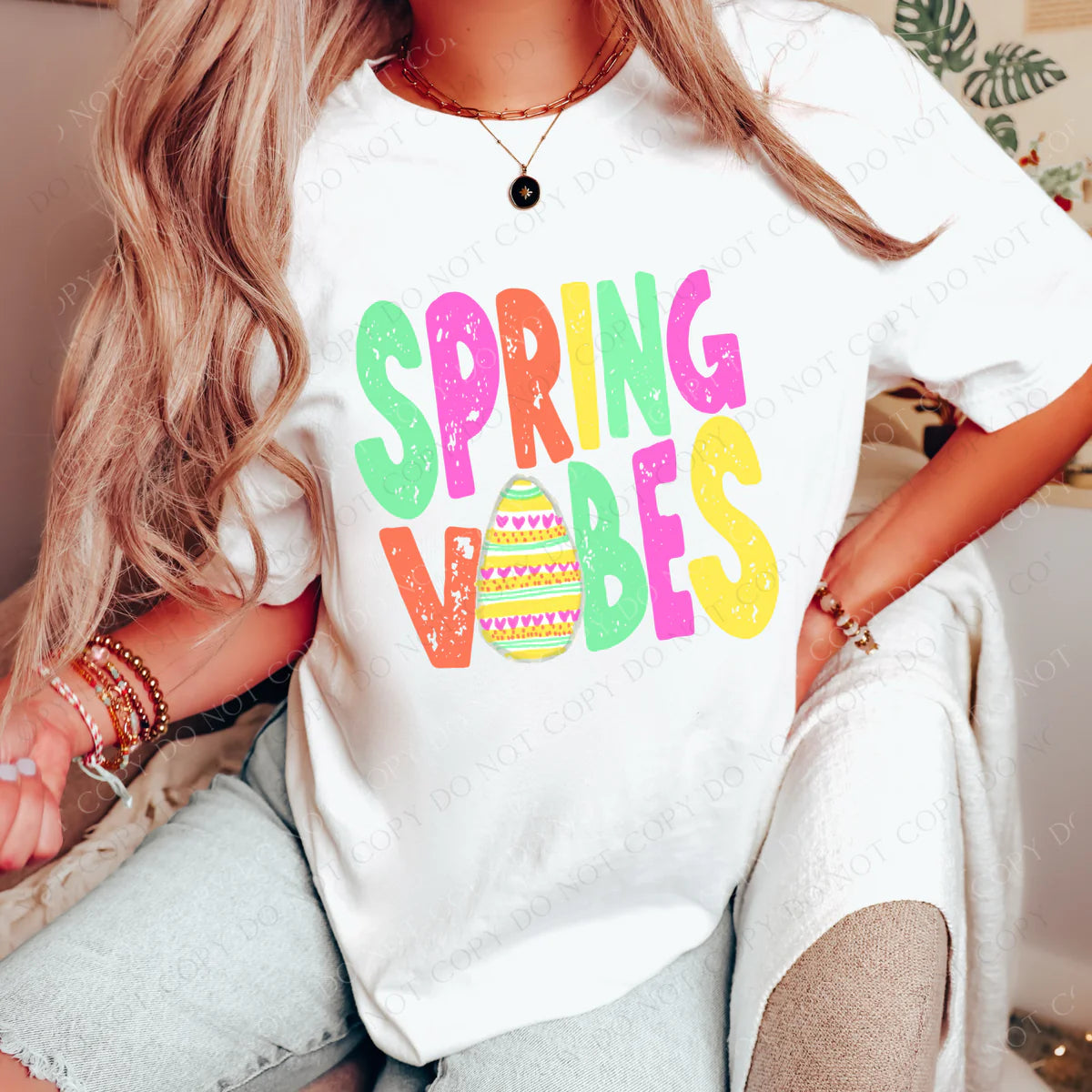 Spring Vibes Egg Bright Colors Distressed