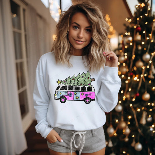 Retro Christmas Van  (RTP- Ready to Print)