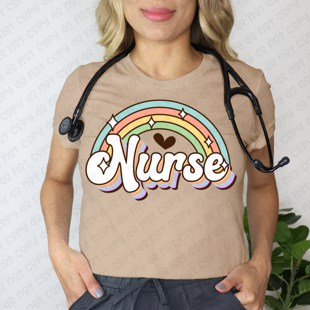 Retro Nurse Rainbow (RTP- Ready to Print)