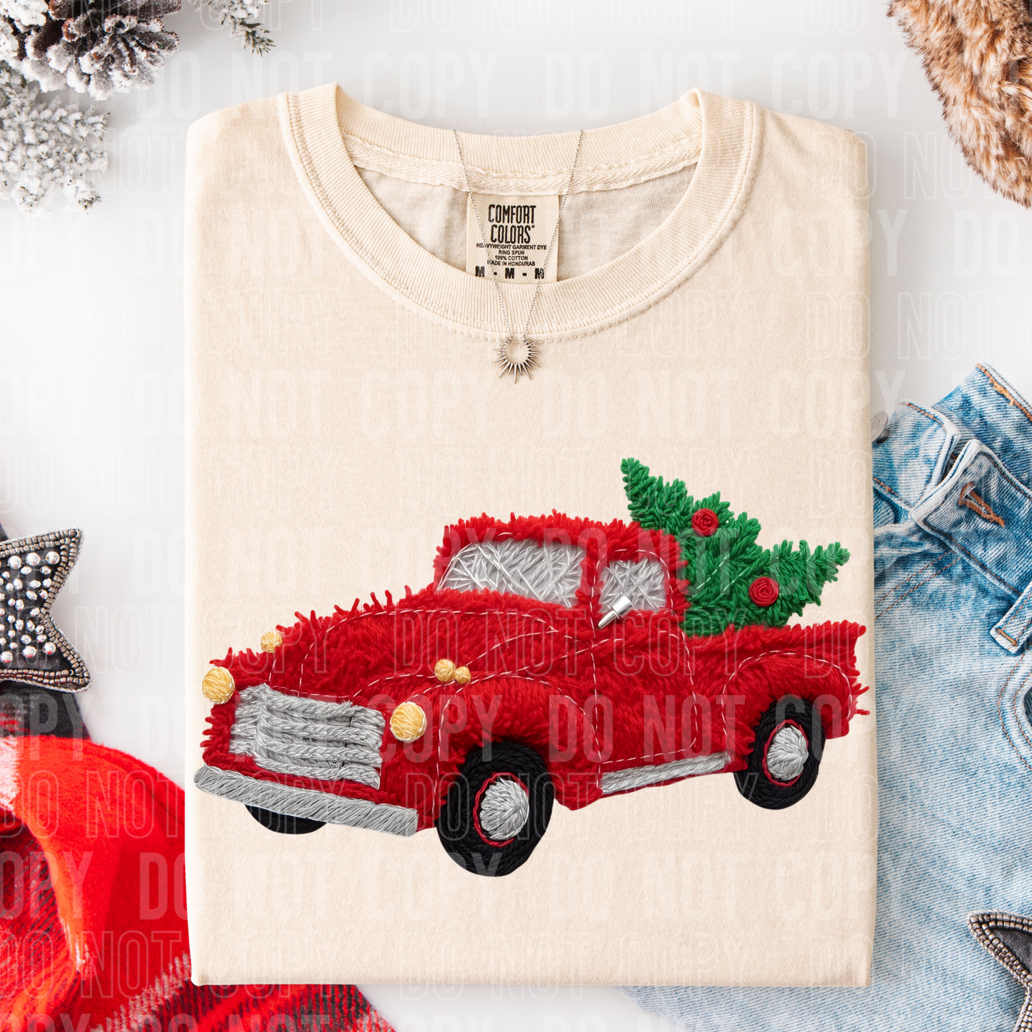 Christmas Trucks Faux Yarn