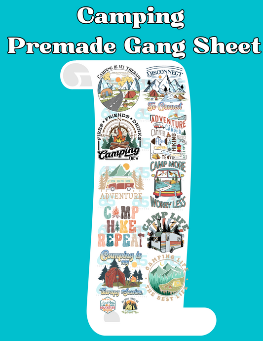 Camping Premade Gang Sheet - 22x60