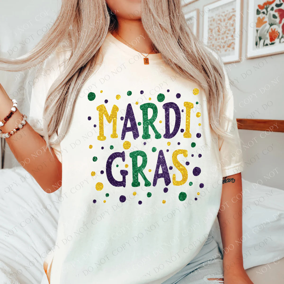 Mardi Gras Glitter & Polka Dots Purple Yellow Green (RTP- Ready to Print)