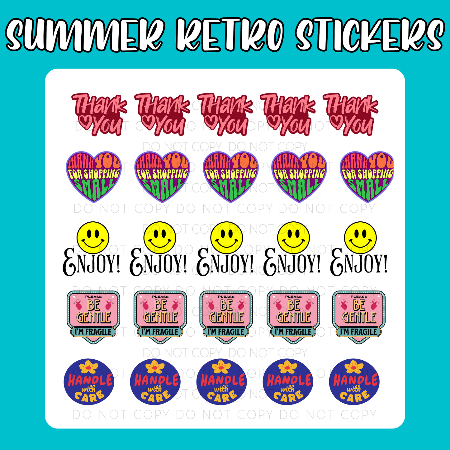 Retro Summer Sticker Sheets