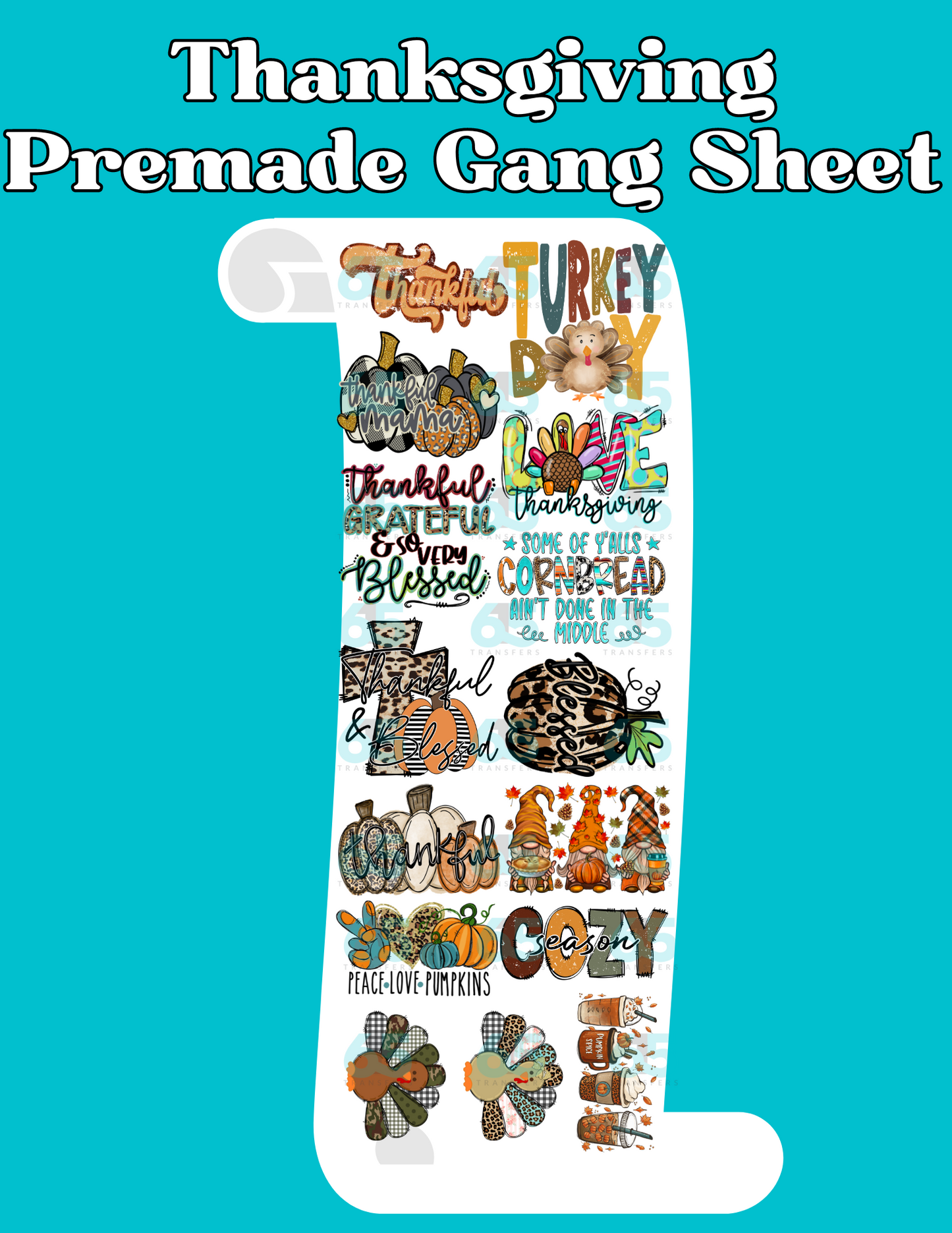 Thanksgiving Gang Sheet - 22x60