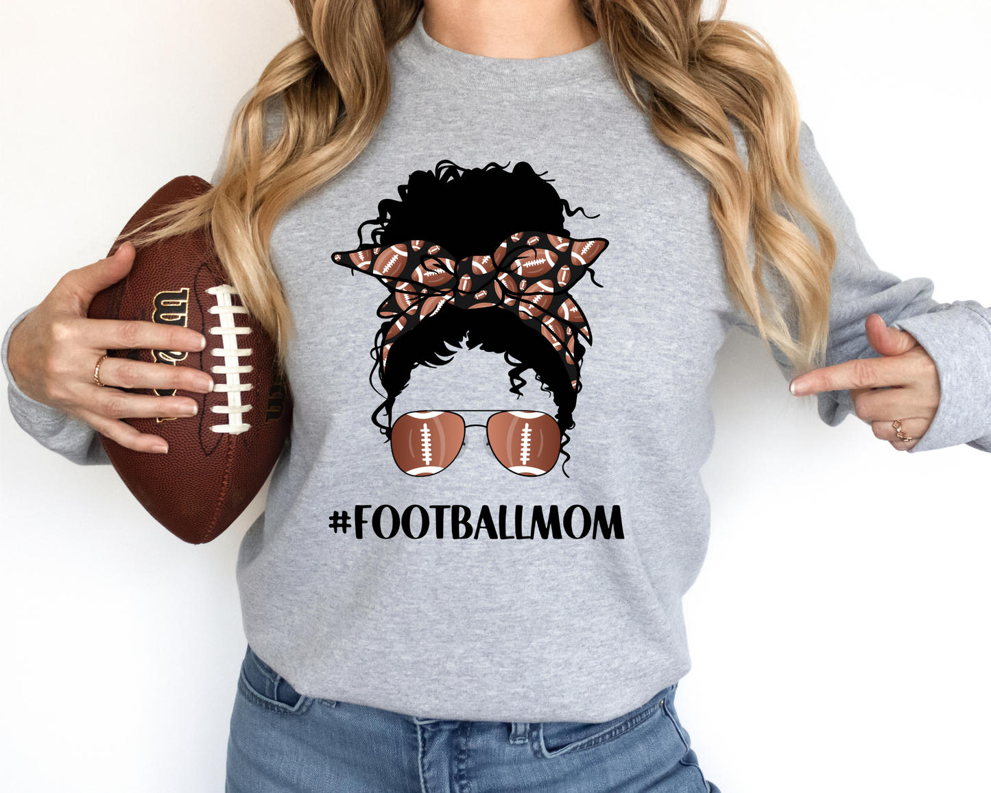 Football Mom Curly Bun (RTP- Ready to Print)