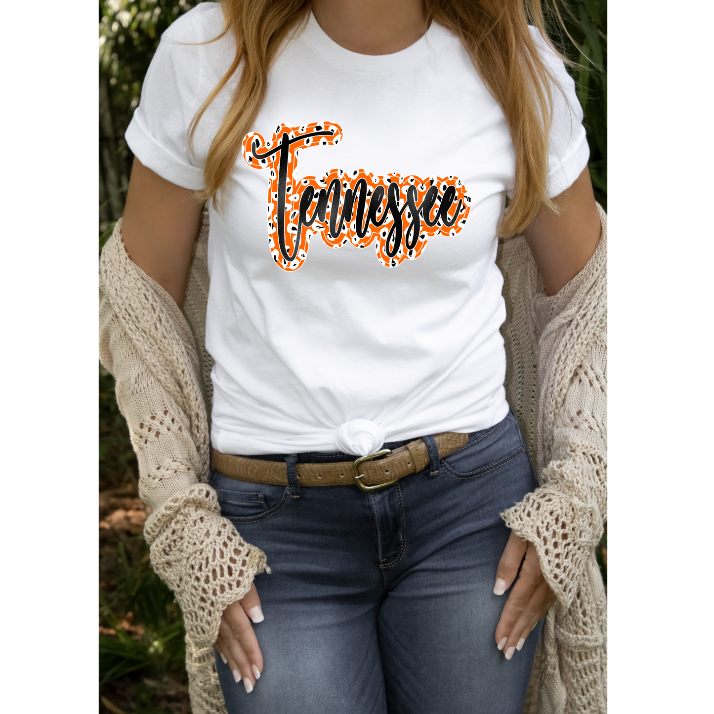 Tennessee Script Orange Leopard and Black